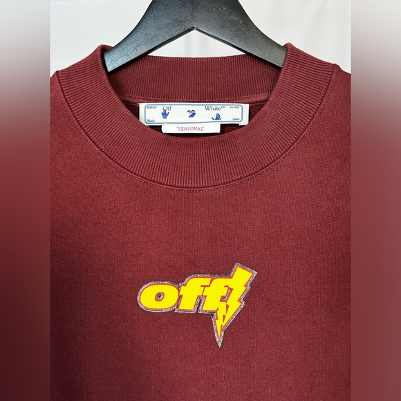 Off-White Thunder Cotton Sweater with front and back print size XS (unisex) - Picture 4 of 14